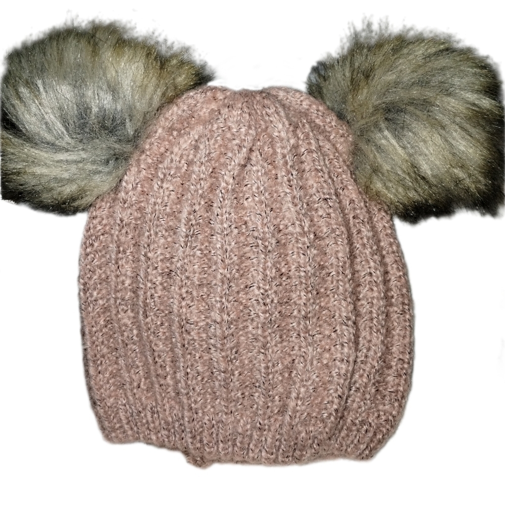 Pink Double Pom Pom Winter Hat